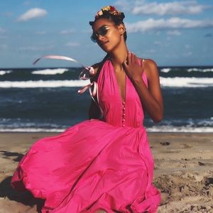 Vintage Hot Pink Halter Dress